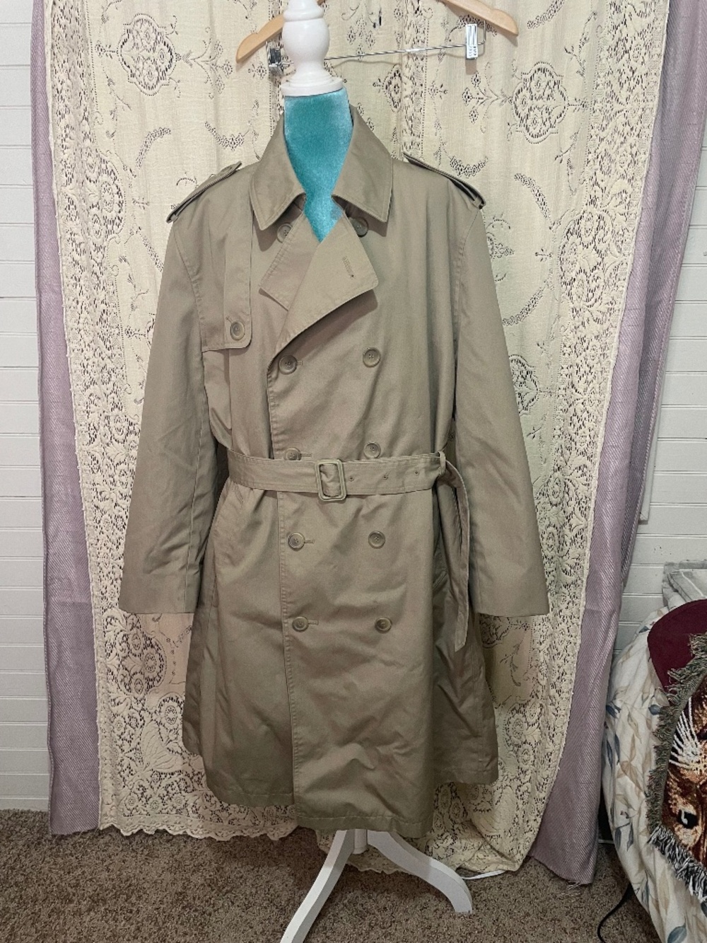 Misty Harbor: mens double breasted trenchcoat with faux fur removable liner